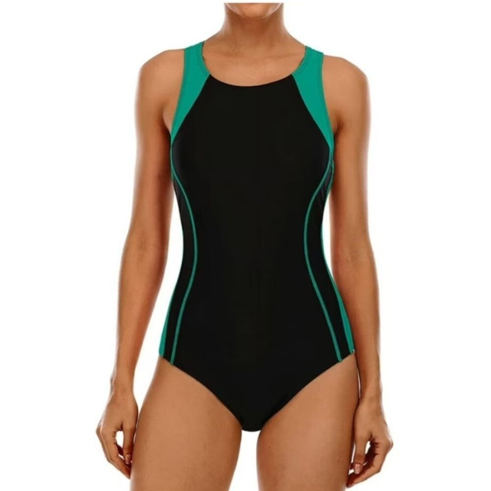 My Charmo Womens One Piece Athletic Racerback Swimsuit UPF 50+ Protection Size L